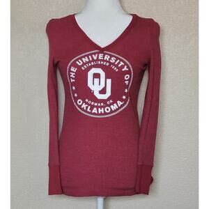 University of Oklahoma Sooners OU Ladies V-Neck Thermal S Creative Apparel EUC